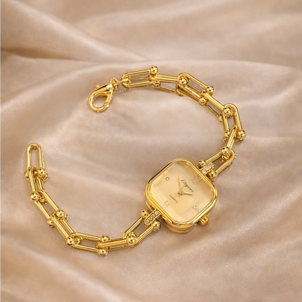 Graduated Link Classic Elegant Gold Women's Bracelet Watch - Picture 2 of 6